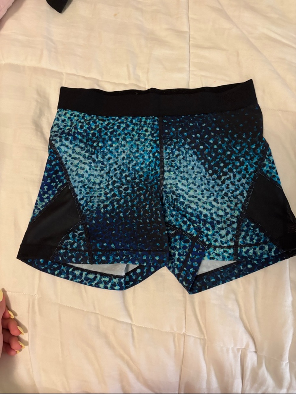Nike Women’s Teal and Black Patterned Training Shorts